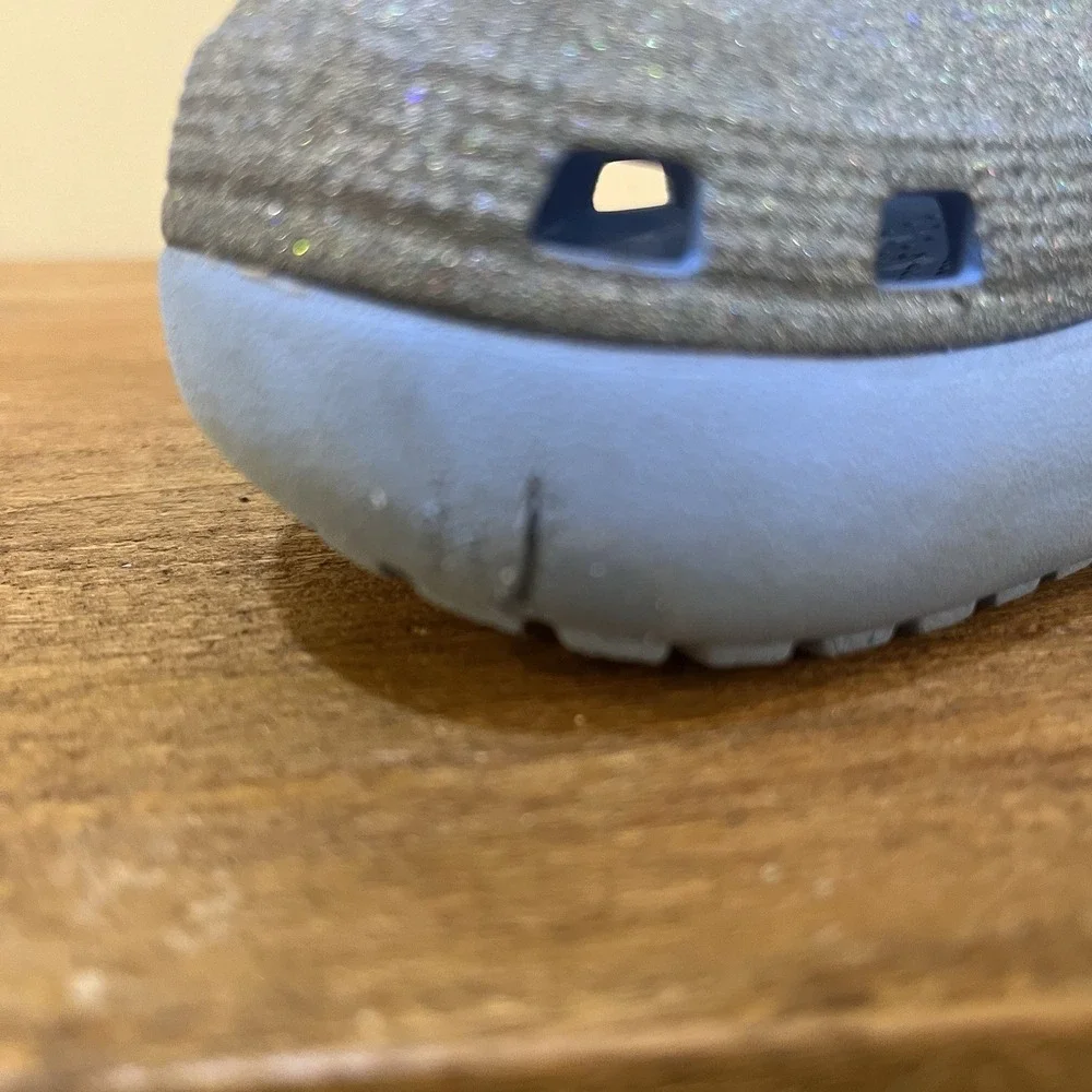 Crocs Kids C13 Platform Clogs Blue Glitter Classic Comfort Strap Slip‎ On Shoes
